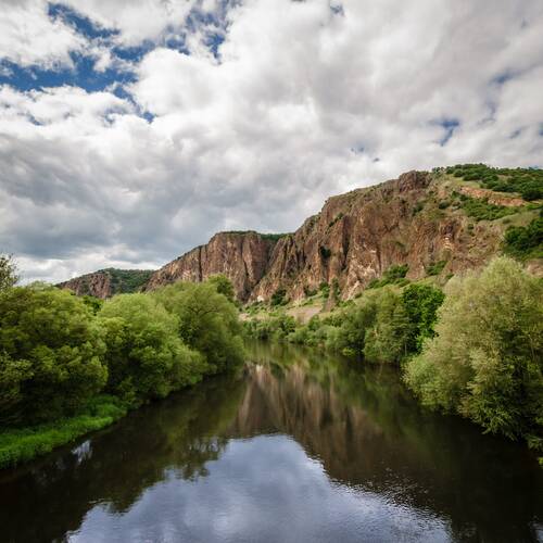 red rock, bad kreuznach, ebersburg, mountain, steep wall, red, near, nature, trees, flow, reflection, heaven, clouds, germany, landscapes, rock, bad kreuznach, bad kreuznach, bad kreuznach, bad kreuznach, bad kreuznach